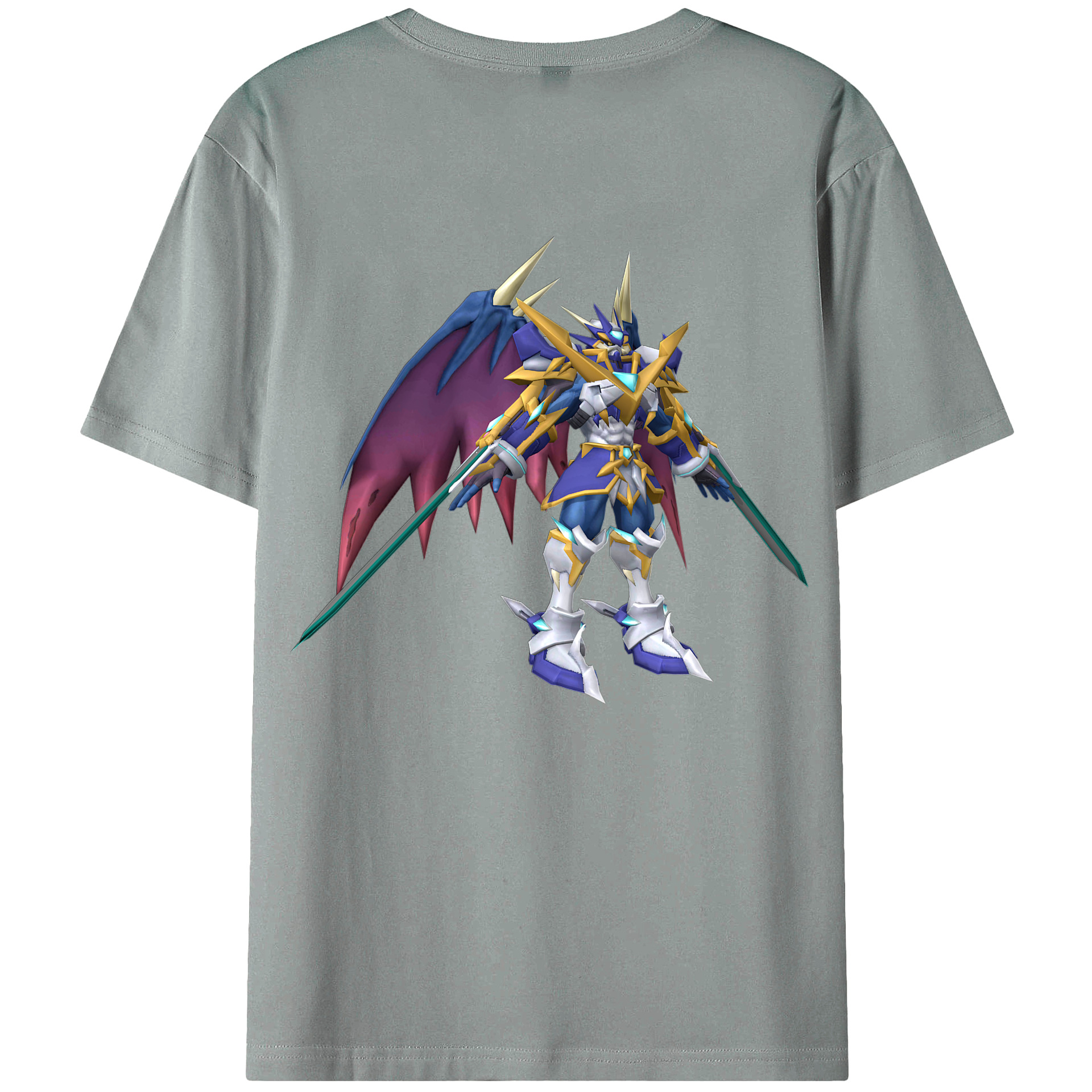 （画像用） Digimon デジタルモンスター/デジモン 綿100％ メンズ半袖Tシャツ（バックプリント） 通気性
